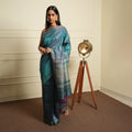 MACHLI (FISH) Handwoven Tussar Silk Saree - Aqua