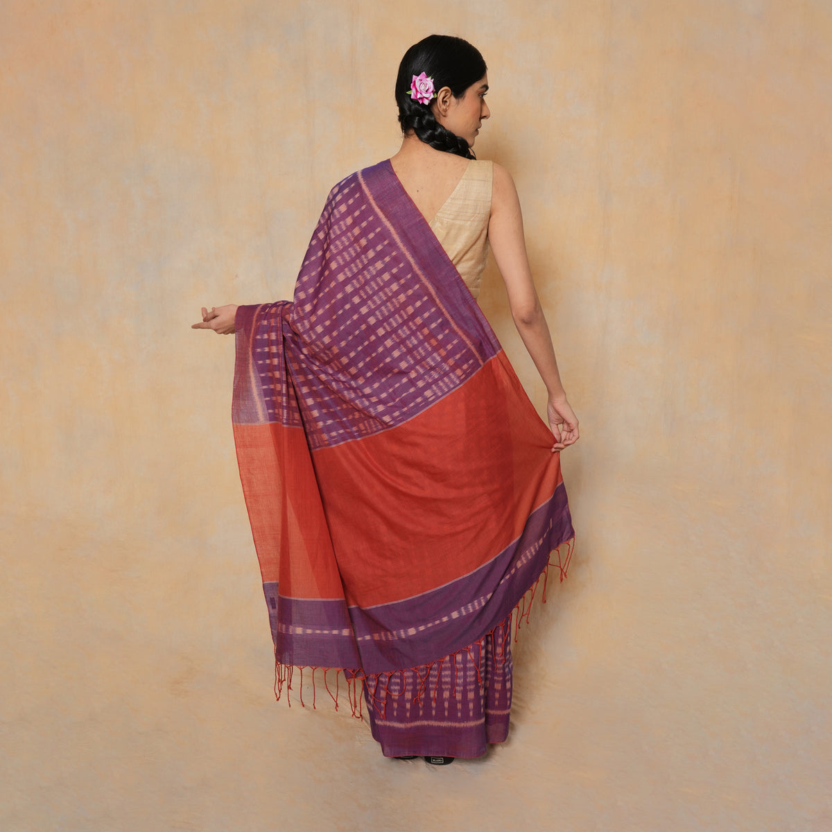 BAARISH Handloom Cotton Ikat Saree - Purple