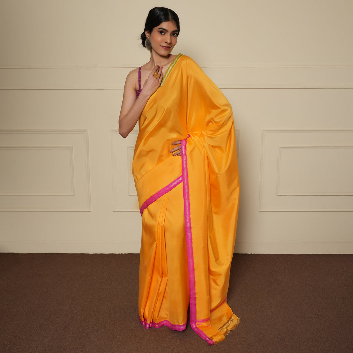 SANJUKTA Handwoven Silk Saree - Sun Yellow