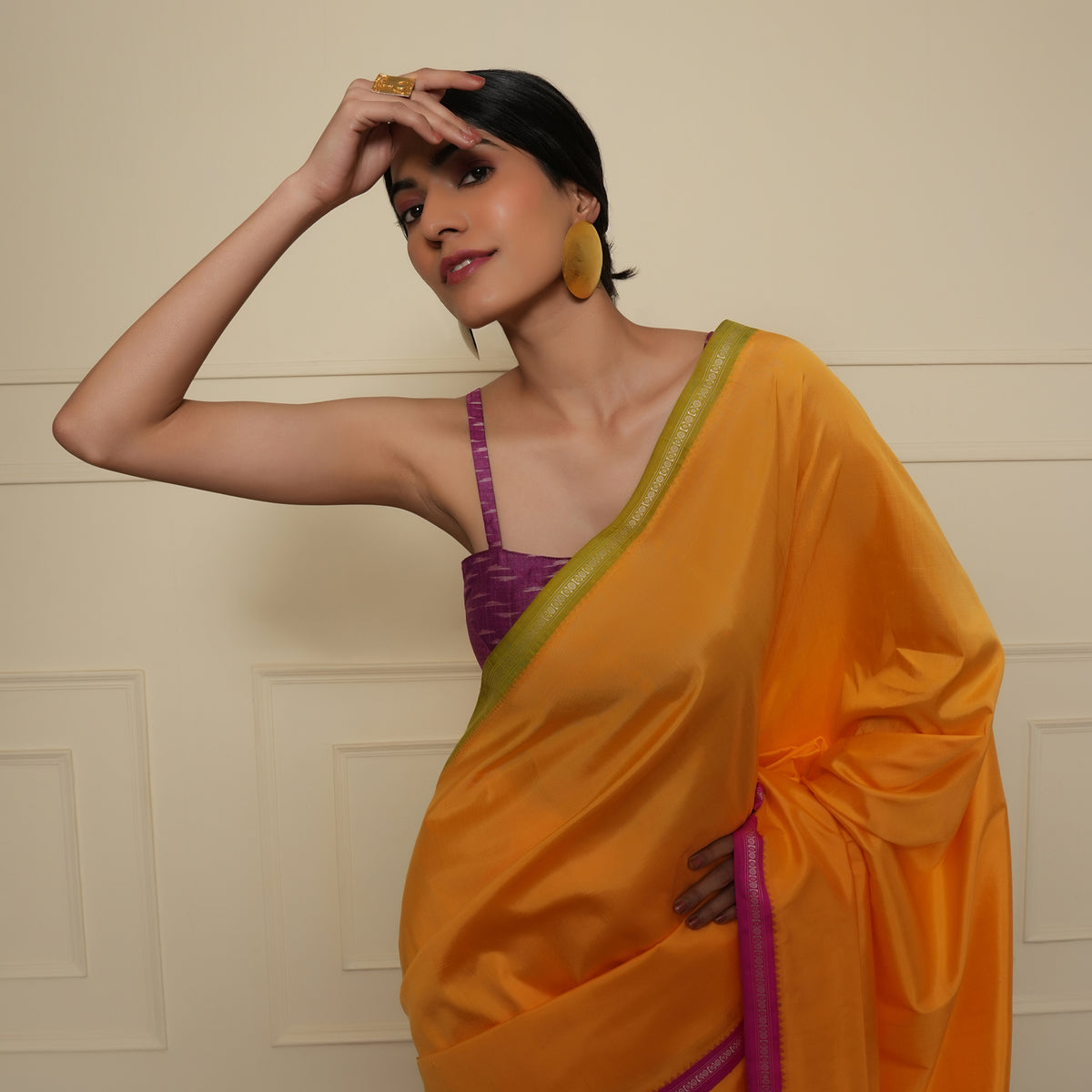 SANJUKTA Handwoven Silk Saree - Sun Yellow