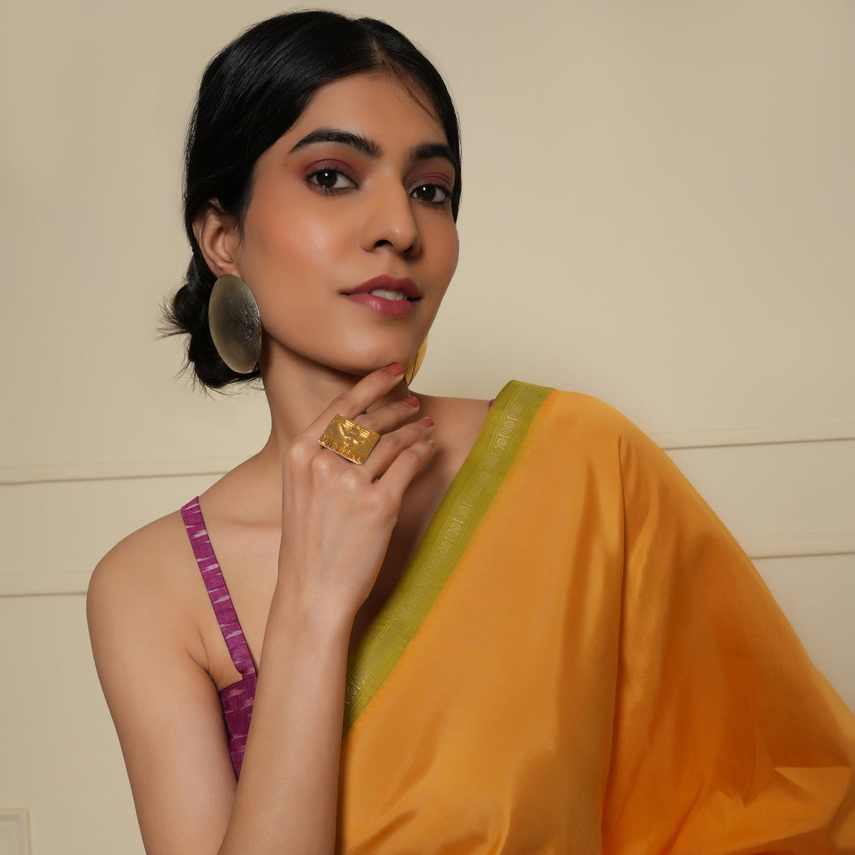 SANJUKTA Handwoven Silk Saree - Sun Yellow