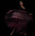 PASAPALLI Ikat Tussar Handwoven Silk Saree - Plum