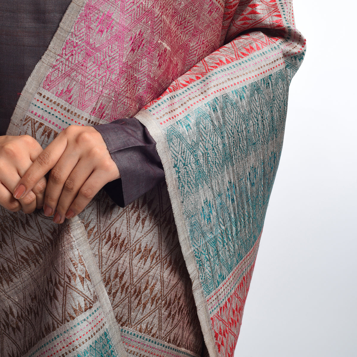 Parvat Handwoven Tussar Silk Dupatta - Gray Lilac