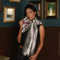 HYDA Silk Handwoven Ikat Stole - Silver