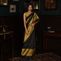 Rekha Ikat Silk Saree - Black and Copper