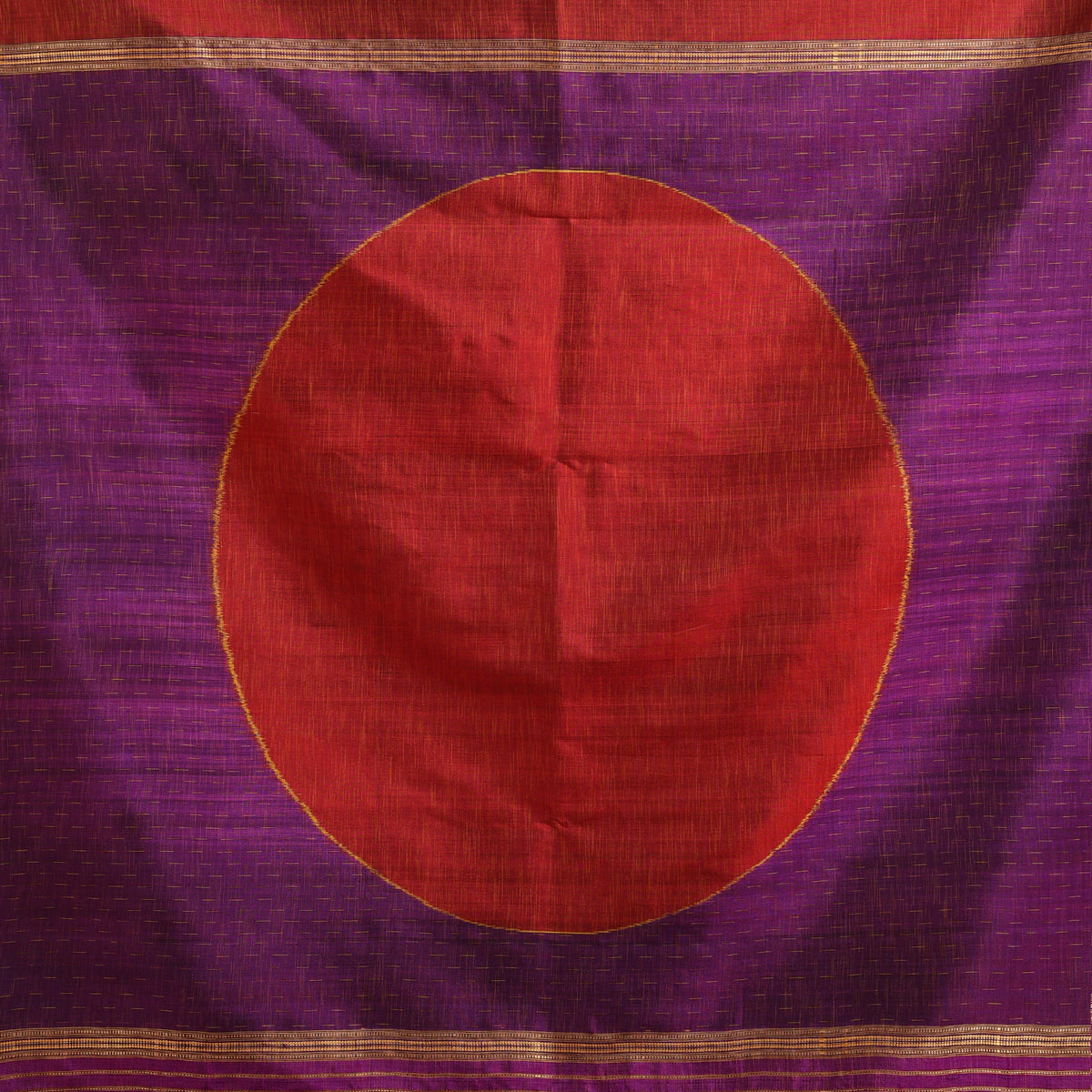 SHUNYA Ikat Silk Handwoven Sari -  Deep Red