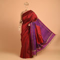 SHUNYA Ikat Silk Handwoven Sari -  Deep Red