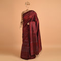 GOONJ Thippa Ikat Handwoven Silk Saree -  Sangria Maroon