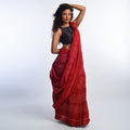 KHANDUA Handloom Cotton Ikat Saree - Crimson