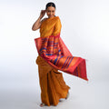 NAVAGUNJARA Handwoven Tussar Silk Sari -  Sun Yellow