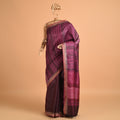 Parvat Long Pallu Handwoven Tussar Silk Saree - Burgundy Purple