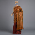 IKAT Tussar Trikon Long Pallu Handwoven Silk Saree - Copper Red