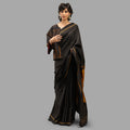 SHUNYA Ikat Silk Handwoven Sari - Black
