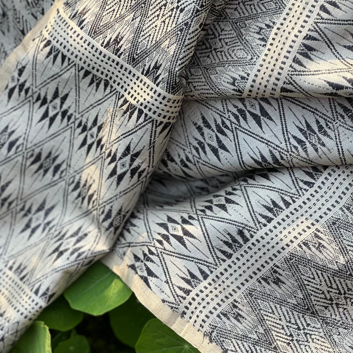 Parvat Handwoven Tussar Silk Dupatta - Beige and Black