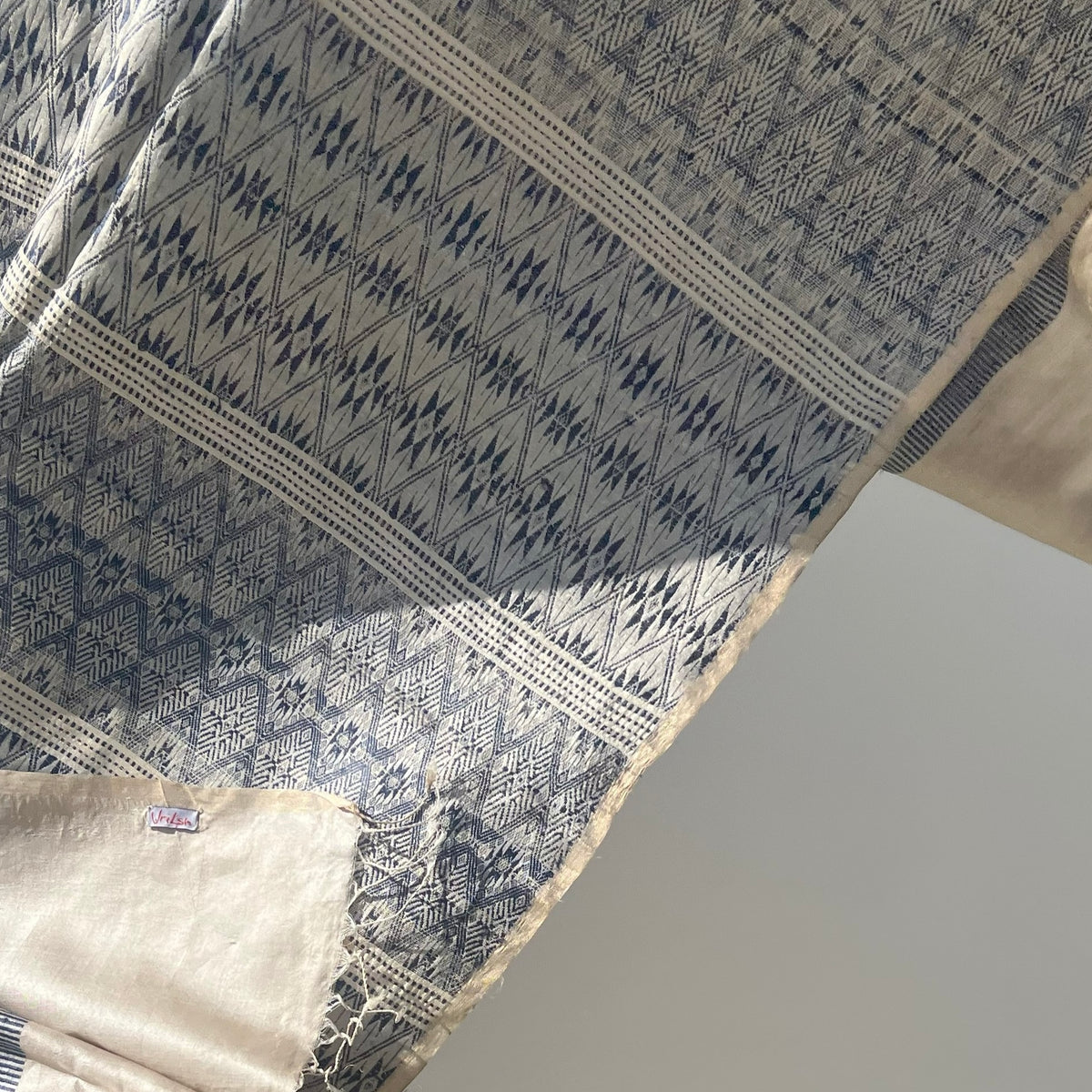 Parvat Handwoven Tussar Silk Dupatta - Beige and Blue