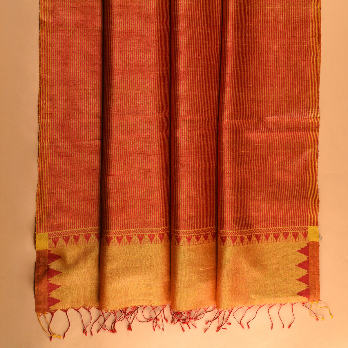 KUMBHA Handwoven Tussar Silk Saree  - Golden Yellow