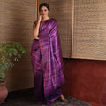 BEEJ Long Pallu Handwoven Tussar Silk Saree - Mulberry Purple