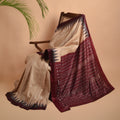 AHIMSA TUSSAR SILK IKAT Handwoven Sari - Maroon