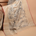 PATTACHITRA Handwoven Tussar Silk Saree - Natural Beige