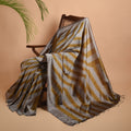 KHWAB IKAT Handwoven Silk Saree - Grey Copper