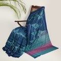 GAMCHA IKAT handwoven cotton saree - Turqoise