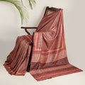 DABU STRIPES Tussar Silk Sari - Pink