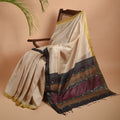 SAGAR Handwoven Tussar Silk Saree - Off White