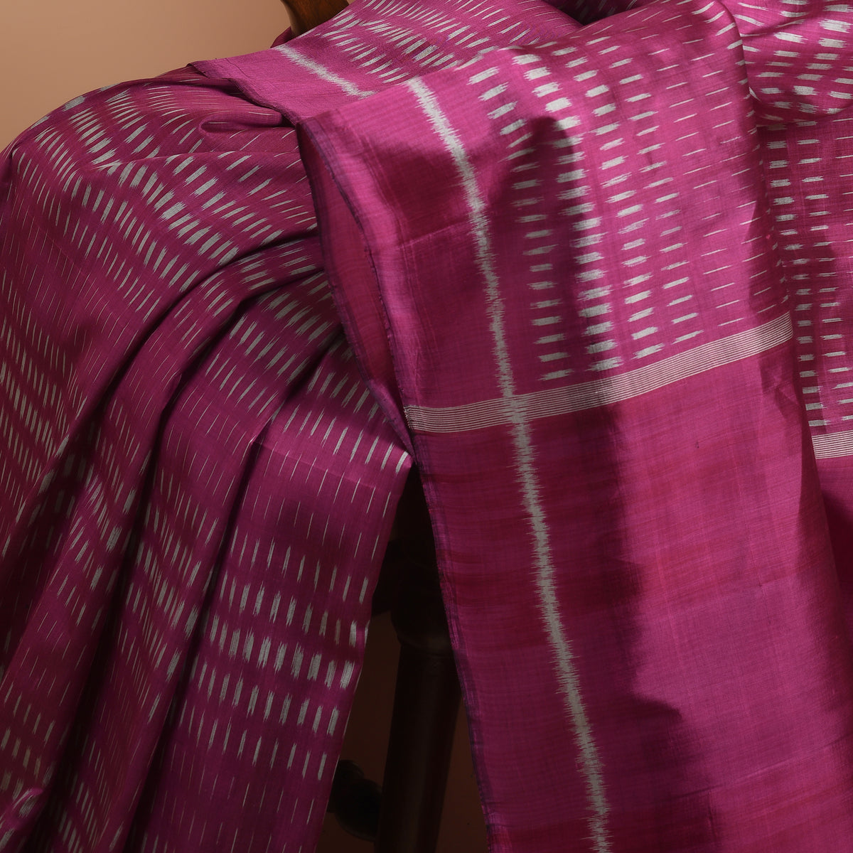 BARRISH Ikat Handwoven Silk Saree - Magenta