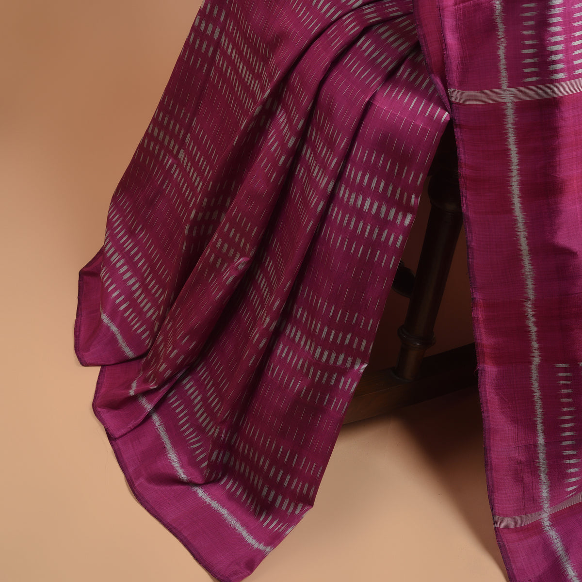 BARRISH Ikat Handwoven Silk Saree - Magenta