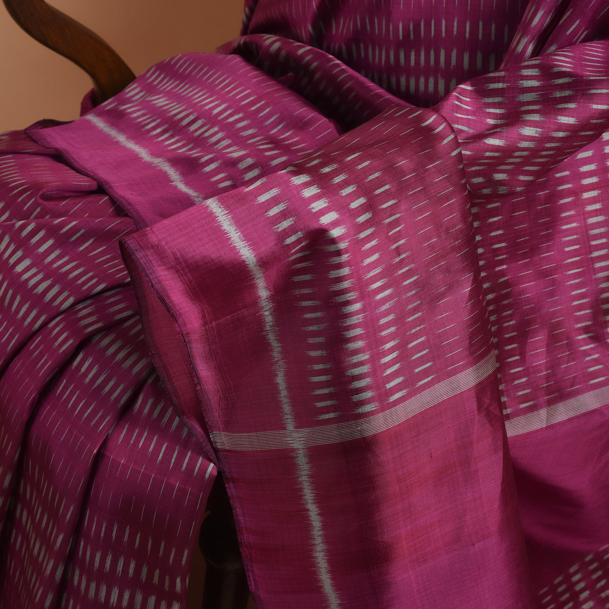 BARRISH Ikat Handwoven Silk Saree - Magenta