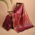 Parvat Long Pallu Handwoven Tussar Silk Saree - Maroon