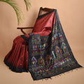 DOLABEDI Handwoven Tussar Silk Saree - Maroon