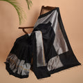 Rekha Ikat Silk Saree - Black and Silver