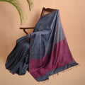 ZARI BUTI Handwoven Tussar Silk Saree - Grey
