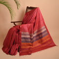 DHAAN Handwoven Tussar Silk Saree - Brick Red