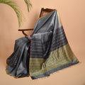 KUMBHA Kalingavastra Handwoven Tussar Silk Saree - Grey