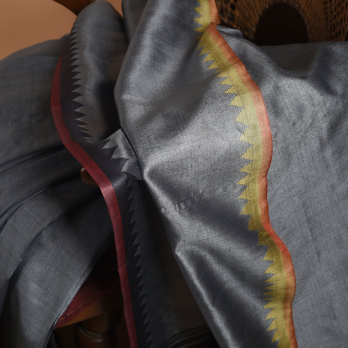 KUMBHA Kalingavastra Handwoven Tussar Silk Saree - Grey