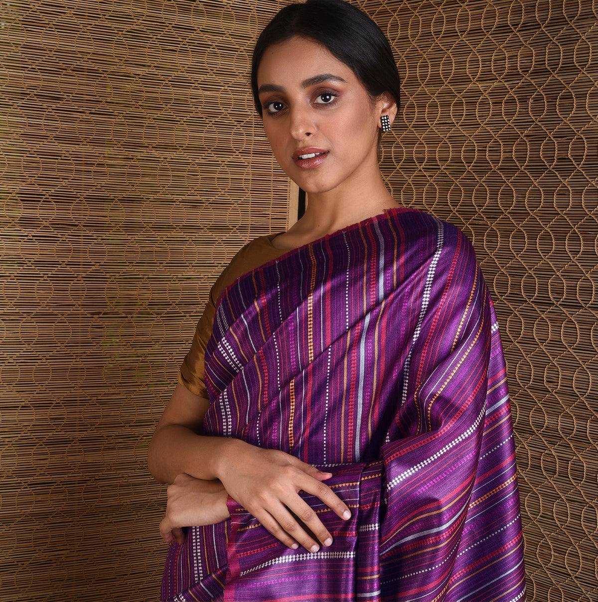 BEEJ Long Pallu Handwoven Tussar Silk Saree - Mulberry Purple