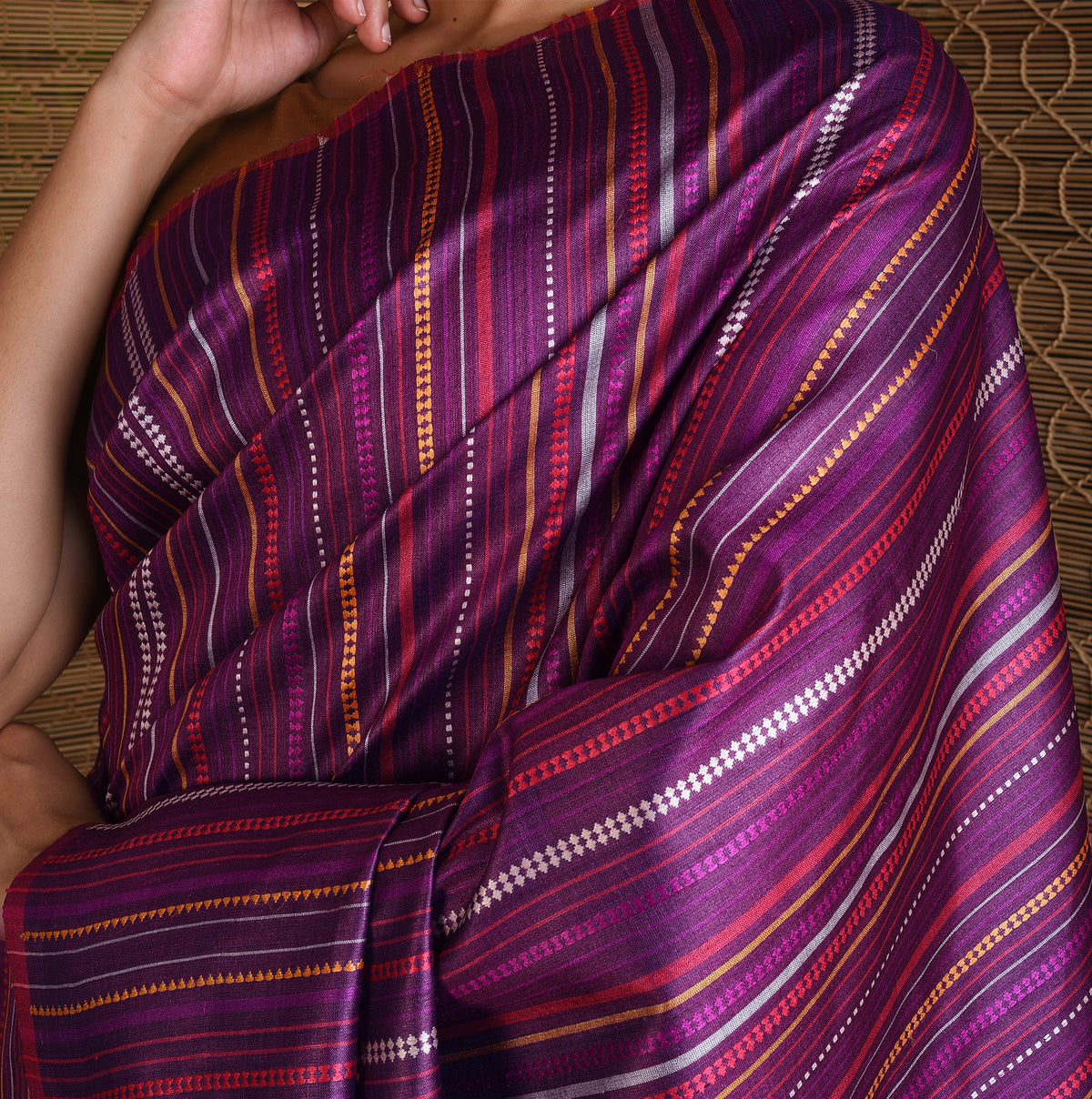 BEEJ Long Pallu Handwoven Tussar Silk Saree - Mulberry Purple