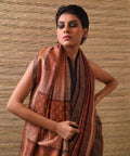 TRI RATNA Handwoven Tussar Silk Saree - Pecan Brown