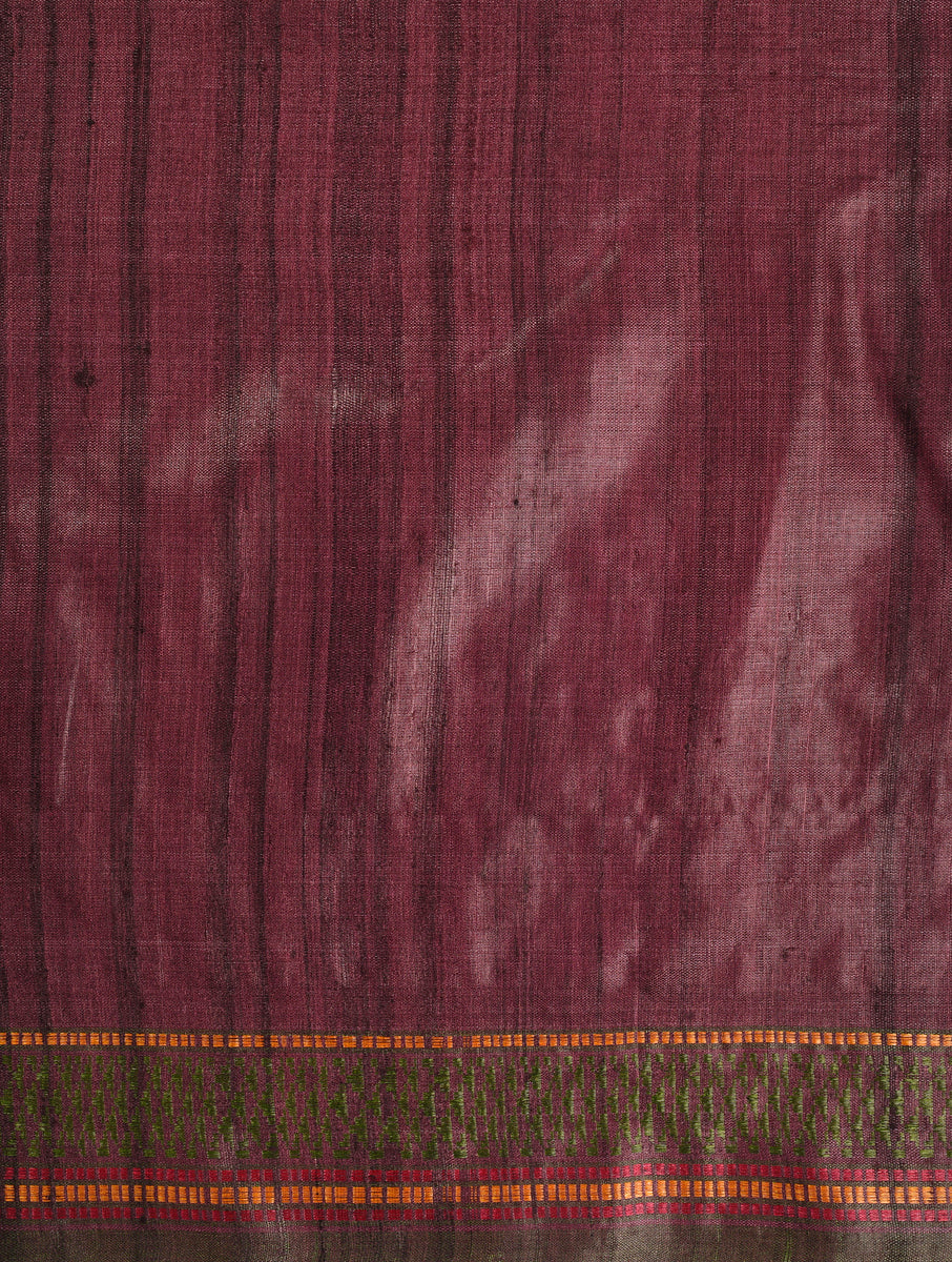 BOMKAI Handwoven Tussar Silk Saree - Teal Blue