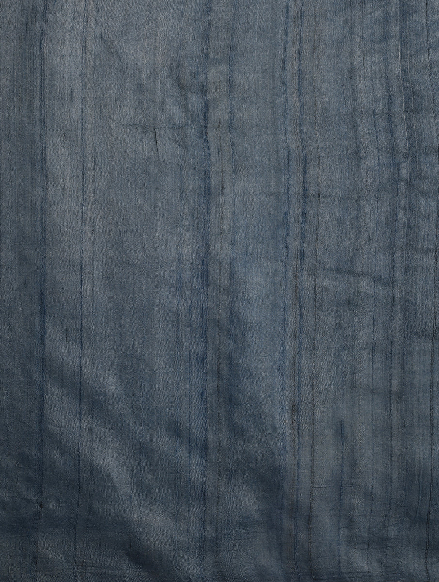 DABU TREE OF LIFE Peacock motif Tussar Silk Sari - Indigo Blue