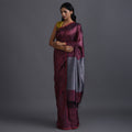 ZARI BUTI Handwoven Tussar Silk Saree - Maroon
