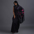 GULAAB Ikat Handwoven Silk Saree - Black