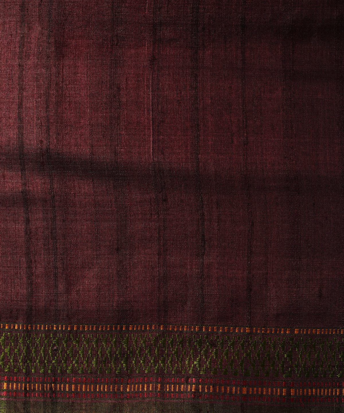 BOMKAI Handwoven Tussar Silk Saree - Aubergine