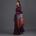 DHAAN Handwoven Tussar Silk Saree - Wine