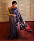 DHAAN Handwoven Tussar Silk Saree - Space Blue