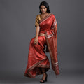 IKAT MASTERPIECE Dhaan Patra Handwoven Silk Saree - Manjistha Rust
