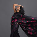 GULAAB Ikat Long Pallu Handwoven Silk Saree - Black