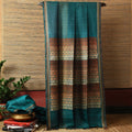 JHOTI Handwoven Tussar Silk Saree - Medium teal